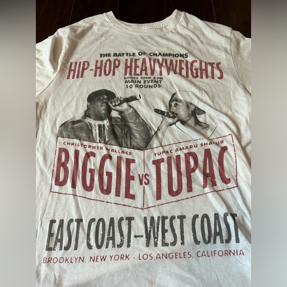 21 MEN RAPTEES BIGGIE VS TUPAC “THE BATTLE OF CHAMPION HIP HOP T-SHIRT” - Picture 3 of 5